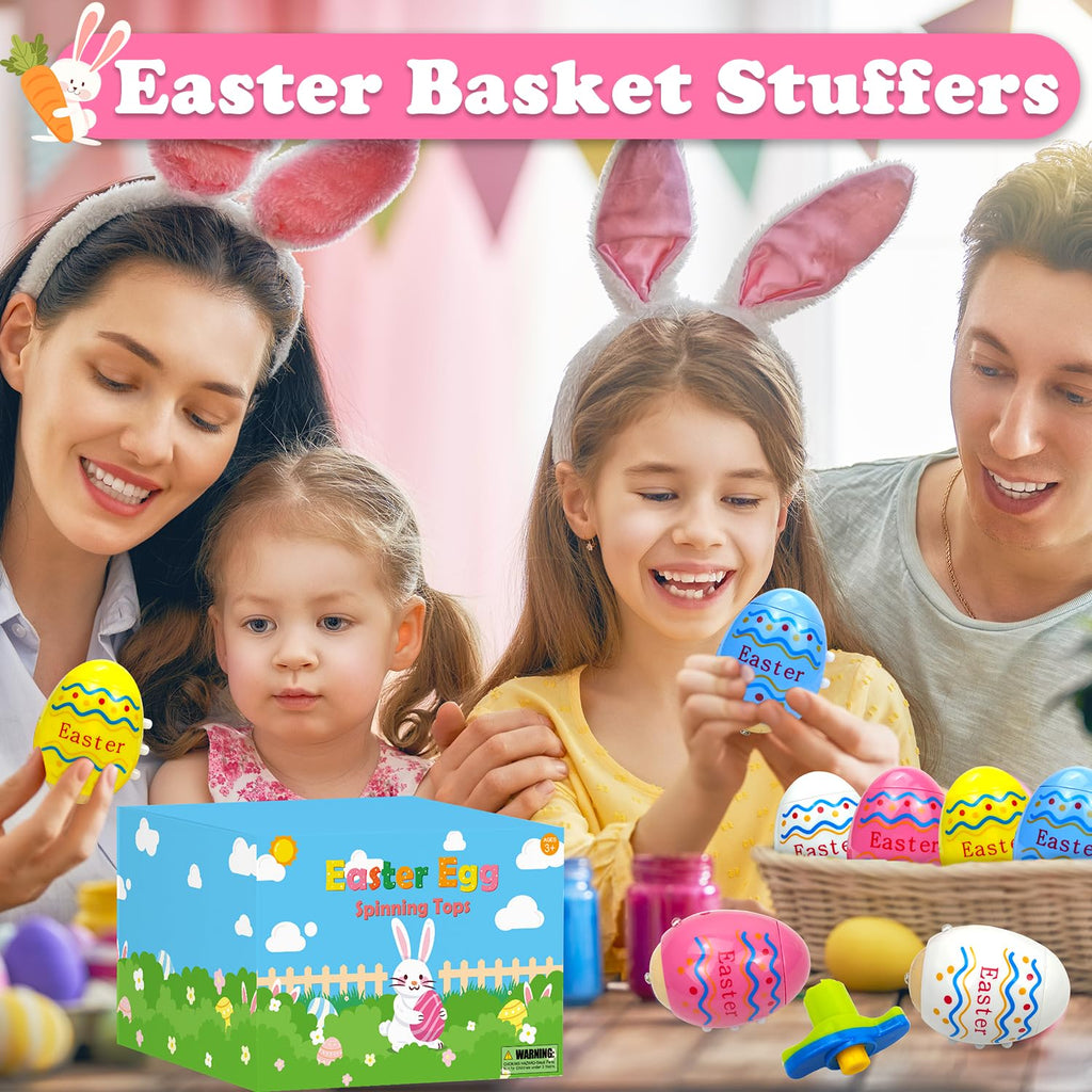 Leetous Light-Up Easter Spinning Tops — 8 Pack Party Favors & Basket Stuffers