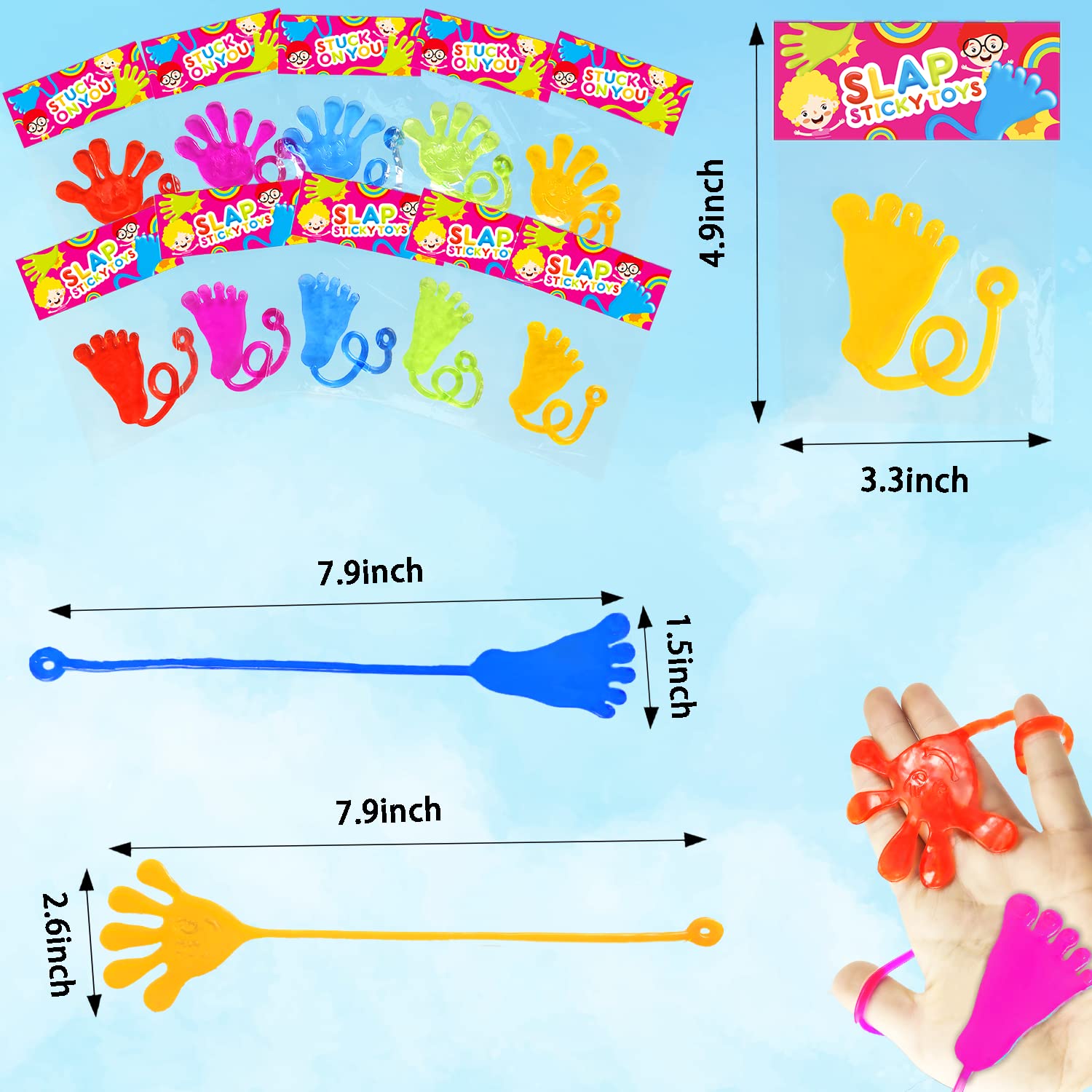 Leetous 200-Pack Sticky Hands & Feet Party Favors – Non-Candy Kids Prizes