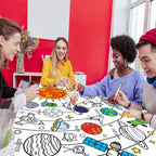 Leezead Outer Space Coloring Poster – Giant 31.4 x 43.3 in Tablecloth for Classroom & Party Activities