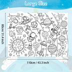 Leezead Outer Space Coloring Poster – Giant 31.4 x 43.3 in Tablecloth for Classroom & Party Activities