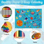Leezead Outer Space Coloring Poster – Giant 31.4 x 43.3 in Tablecloth for Classroom & Party Activities
