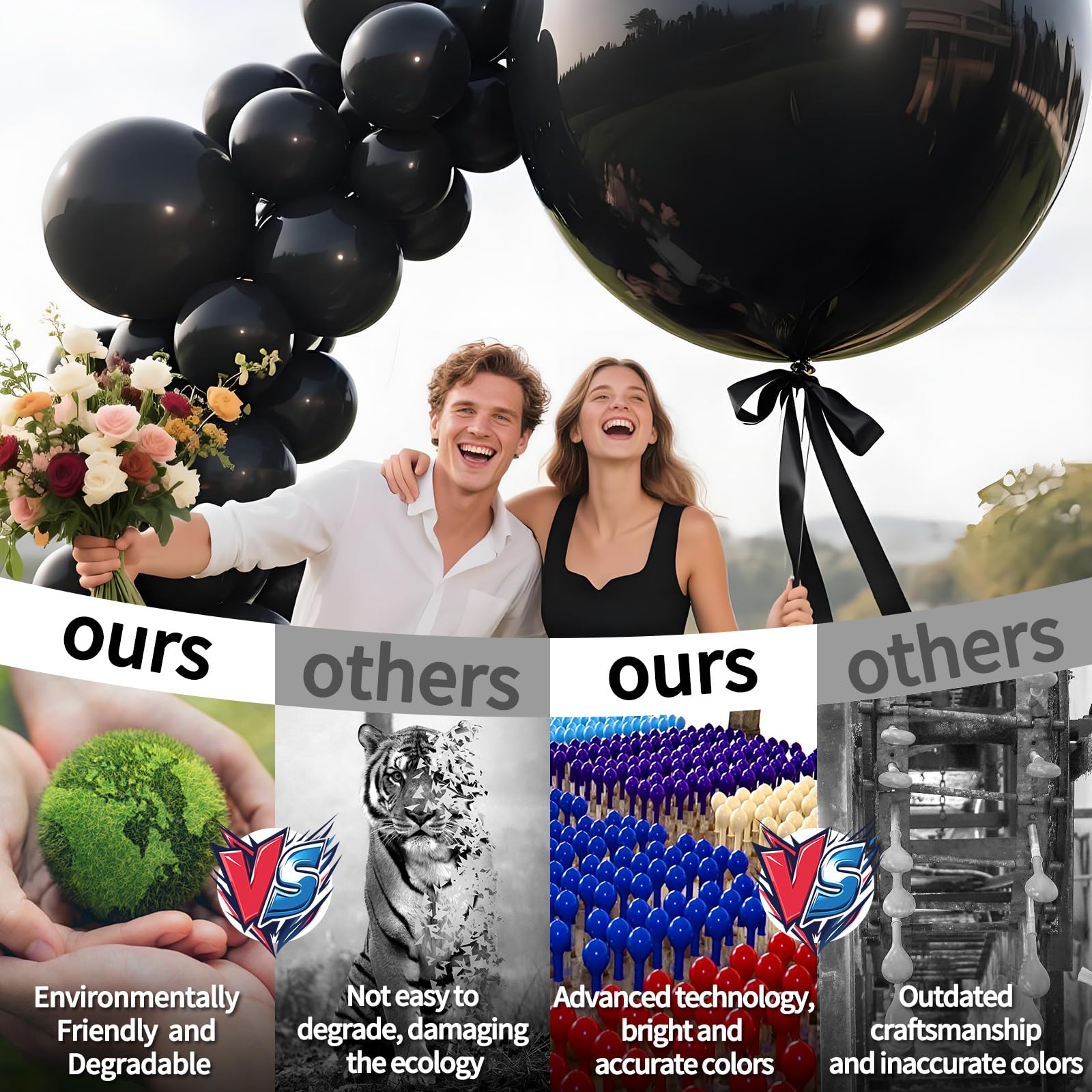 LEEZZIZZ 36 Inch Giant Balloons – 9 Jumbo Latex Balloons Bulk for Parties and Events