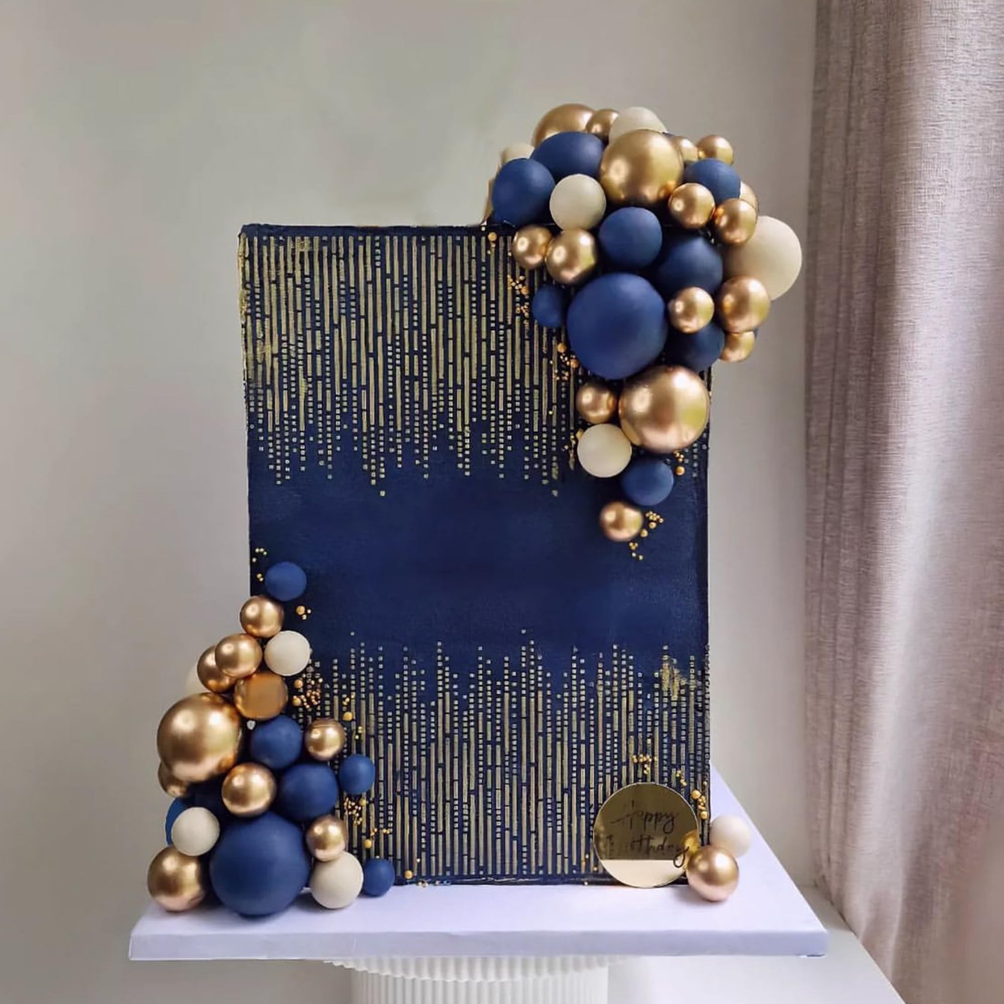 LEFUBABY Blue White Gold Balls Cake Toppers – Boho Wedding & Birthday Decor