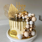LEFUBABY White Gold Balls Cake Toppers – Boho Wedding & Baby Shower Decor
