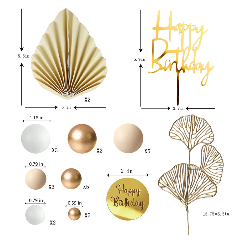 LEFUBABY White Gold Balls Cake Toppers – Boho Wedding & Baby Shower Decor