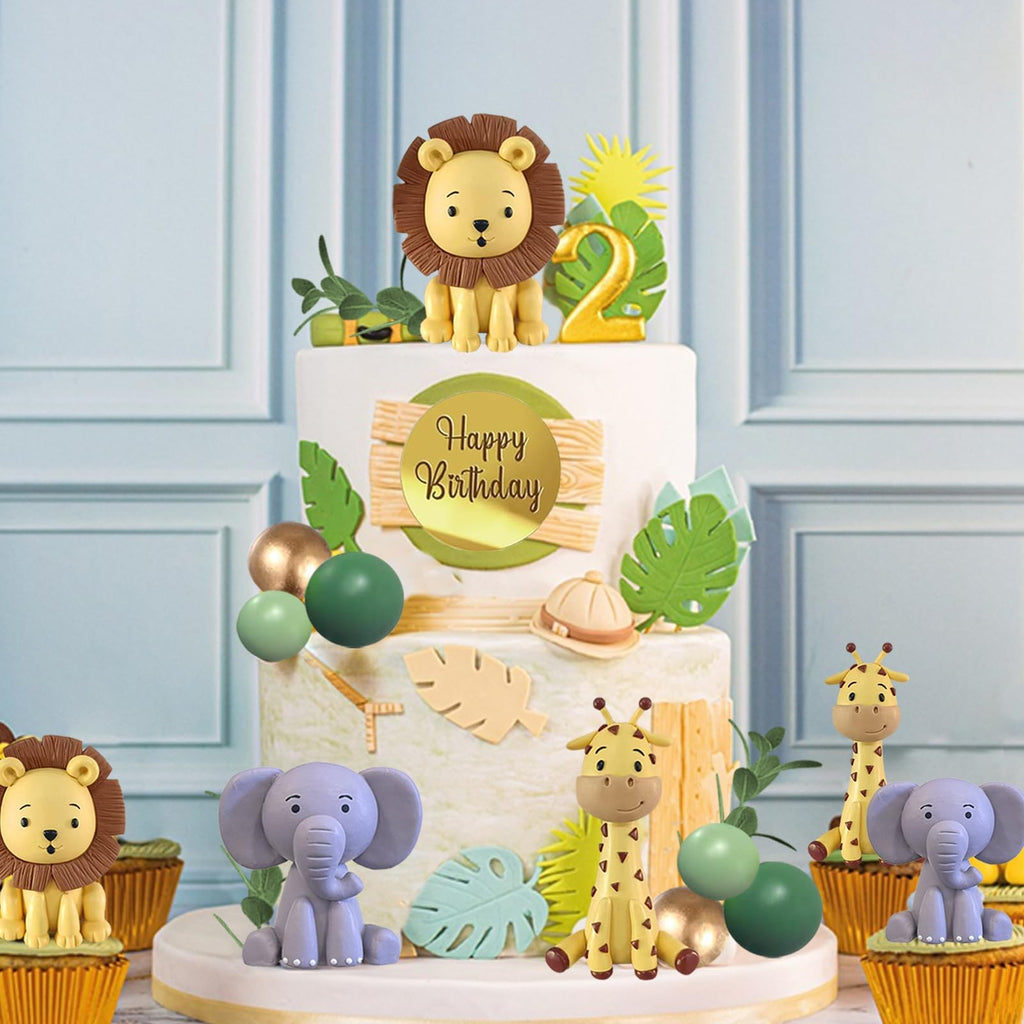 LEFUBABY 25-Piece Safari Animal Cake Toppers – Jungle Theme Birthday & Baby Shower Decorations