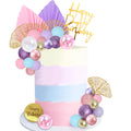 LEFUBABY Pink Purple Blue Ball Cake Toppers – Mermaid Birthday & Boho Wedding Decor