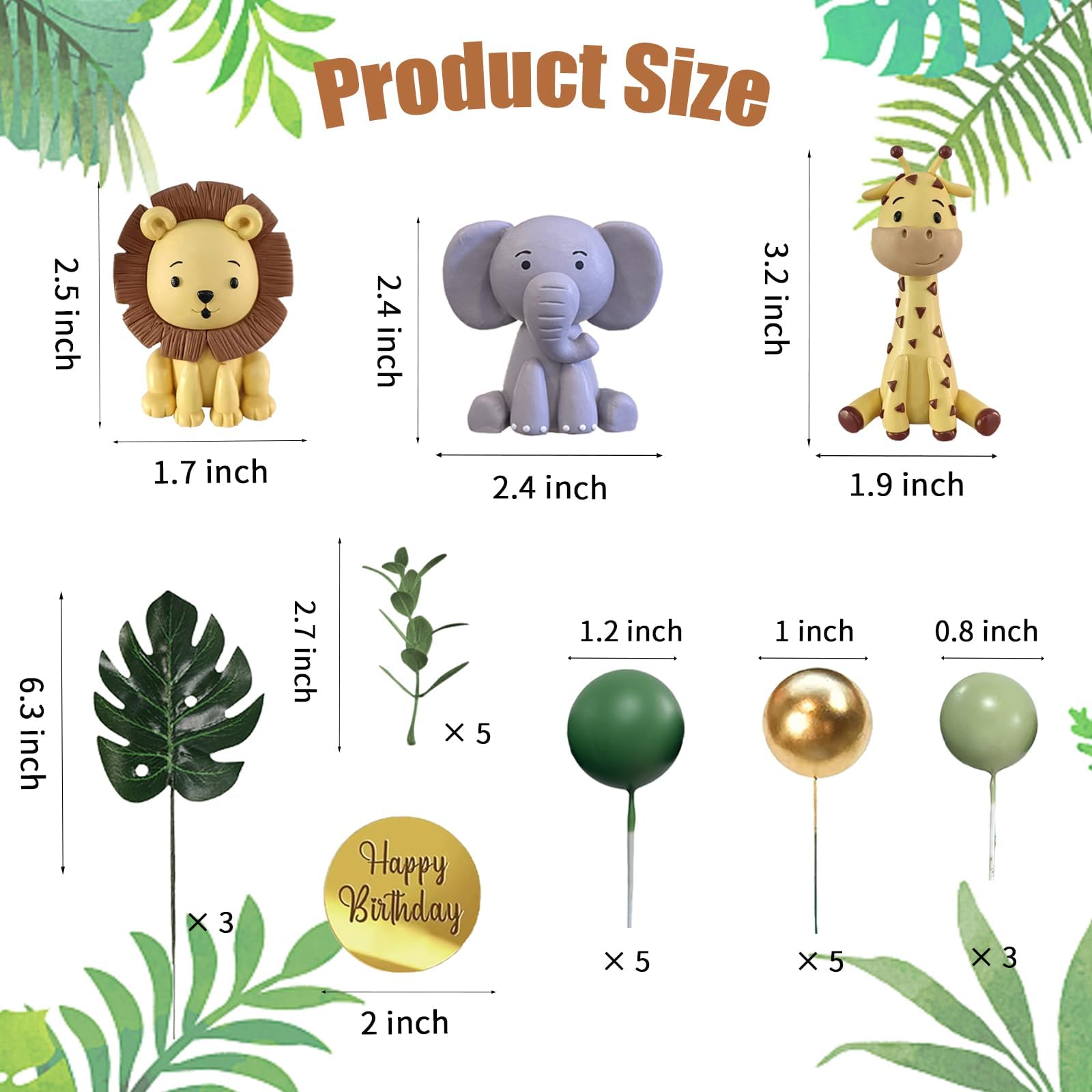 LEFUBABY 25-Piece Safari Animal Cake Toppers – Jungle Theme Birthday & Baby Shower Decorations