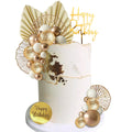 LEFUBABY White Gold Balls Cake Toppers – 24-Piece Set for Birthday, Wedding & Baby Shower