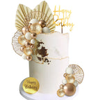 LEFUBABY White Gold Balls Cake Toppers – 24-Piece Set for Birthday, Wedding & Baby Shower