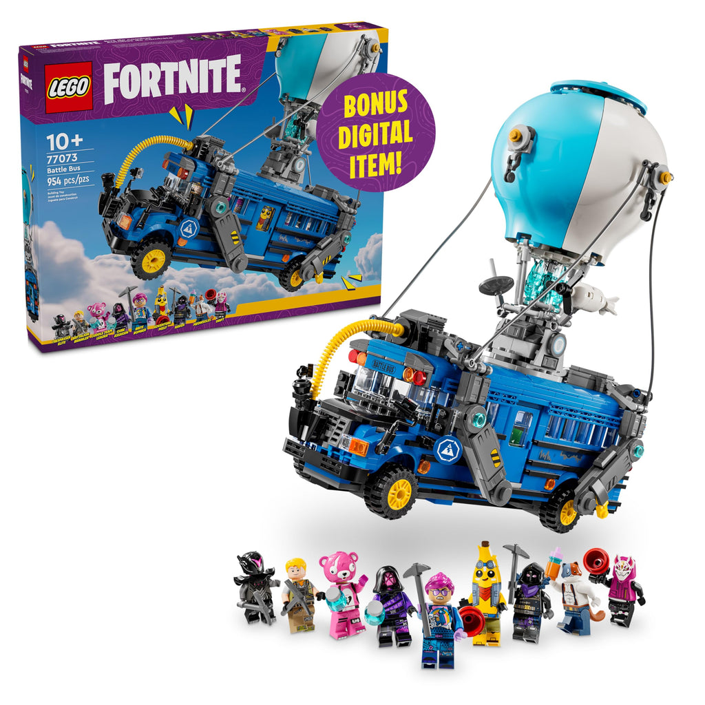 LEGO Fortnite Battle Bus 77073 – 9 Minifigures Collectible Building Toy for Kids 10+