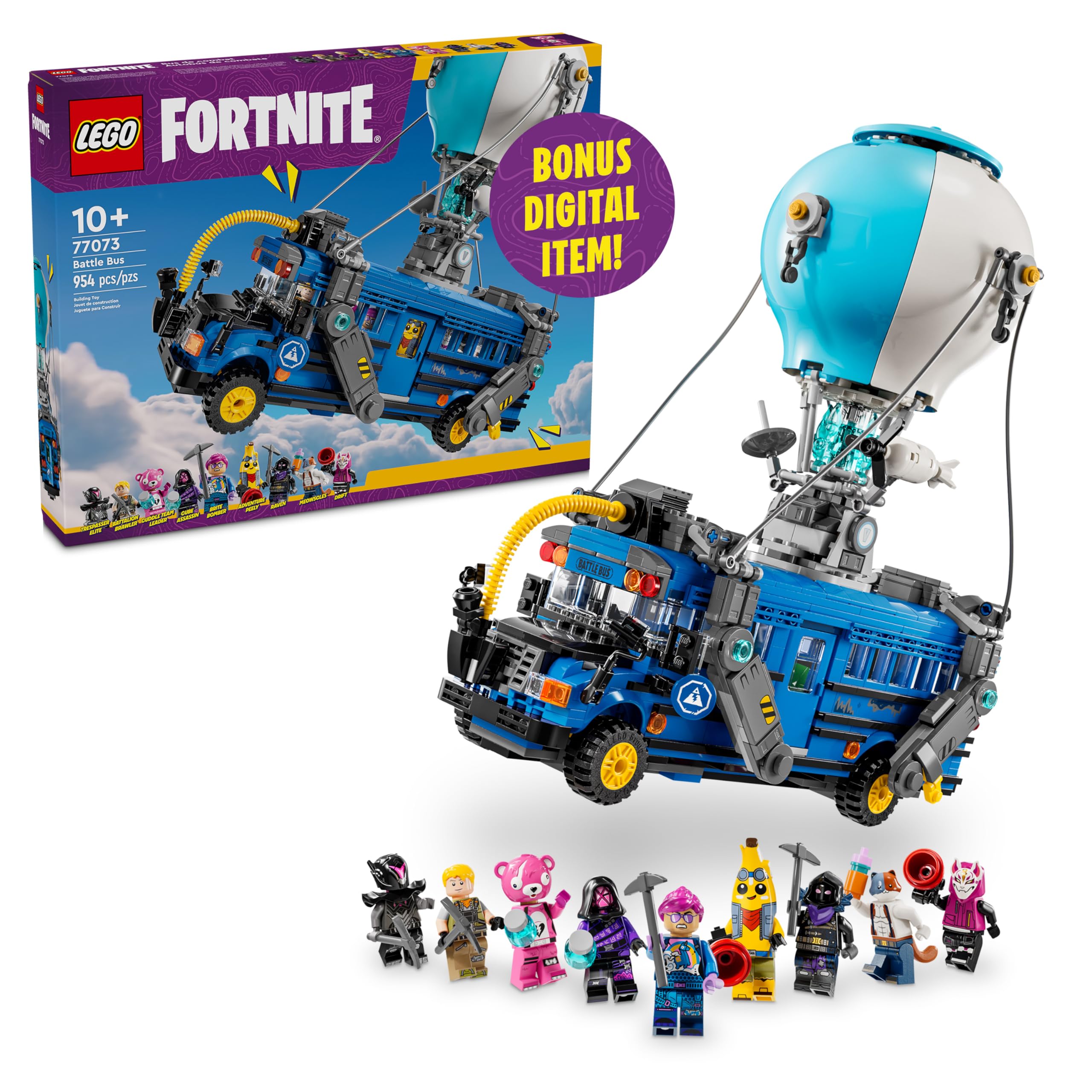 LEGO Fortnite Battle Bus 77073 – 9 Minifigures Collectible Building Toy for Kids 10+