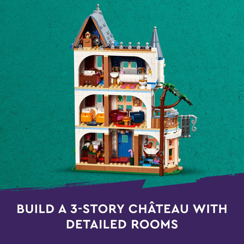 LEGO Friends Castle Bed and Breakfast Hotel – 1,311-Piece 3-Story Château with 4 Mini Dolls