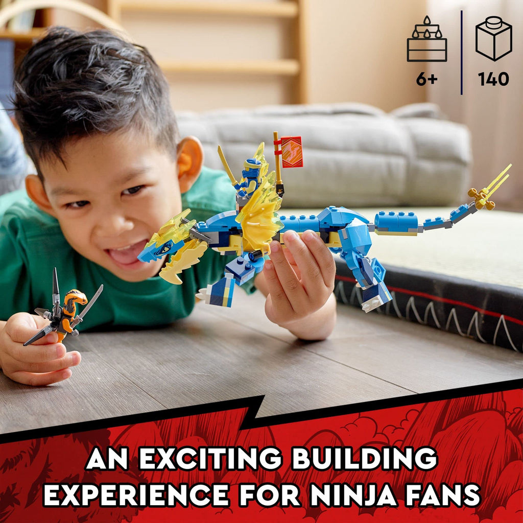 LEGO NINJAGO Jay’s Thunder Dragon EVO 71760 – Dragon Figure & Viper Battle Set with Collectible Banner