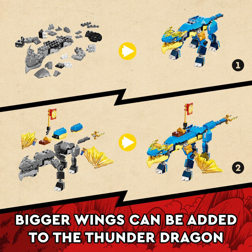 LEGO NINJAGO Jay’s Thunder Dragon EVO 71760 – Dragon Figure & Viper Battle Set with Collectible Banner