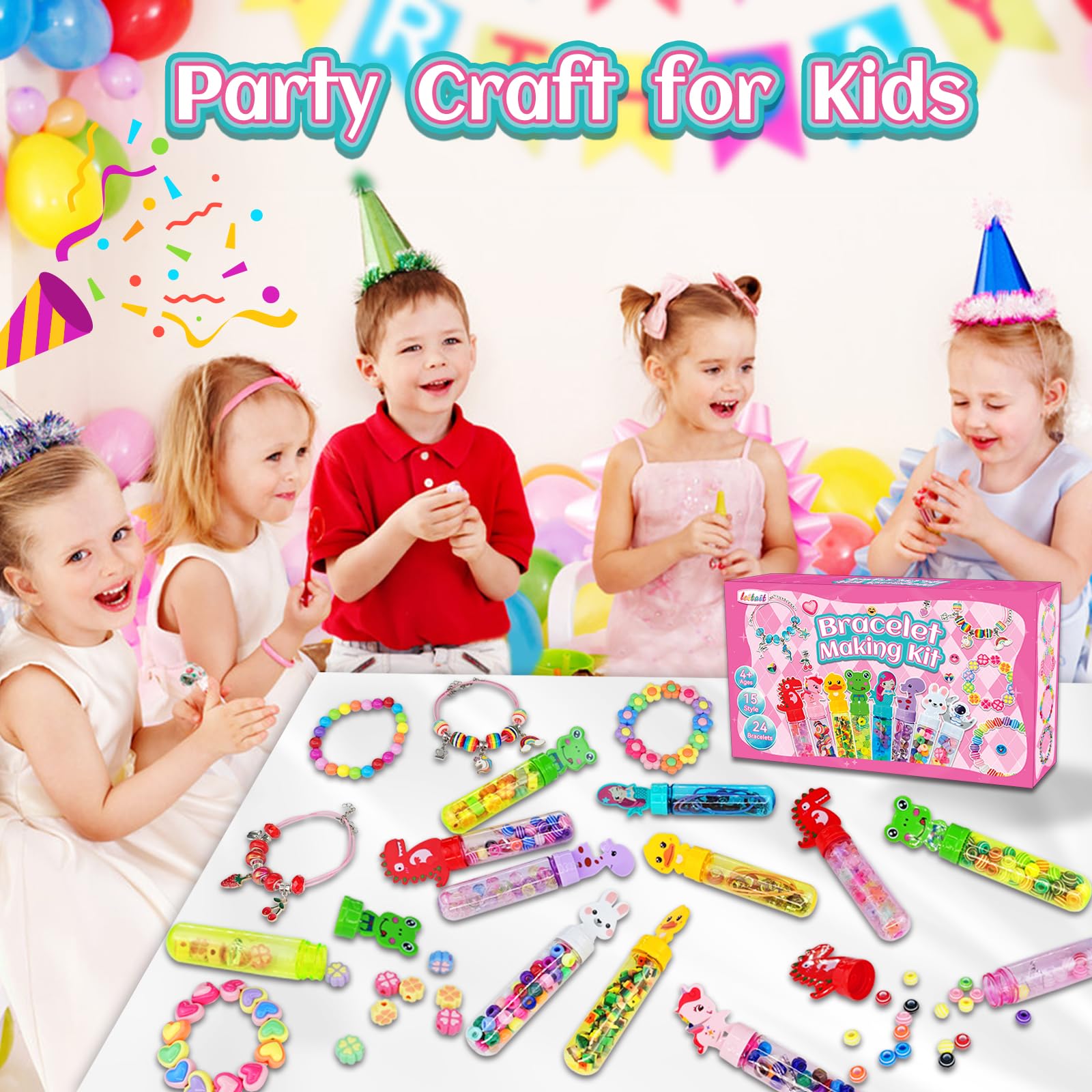 leitait 24 Pack Bracelet Wand Kit – Kids Craft Jewelry Making & Party Favors
