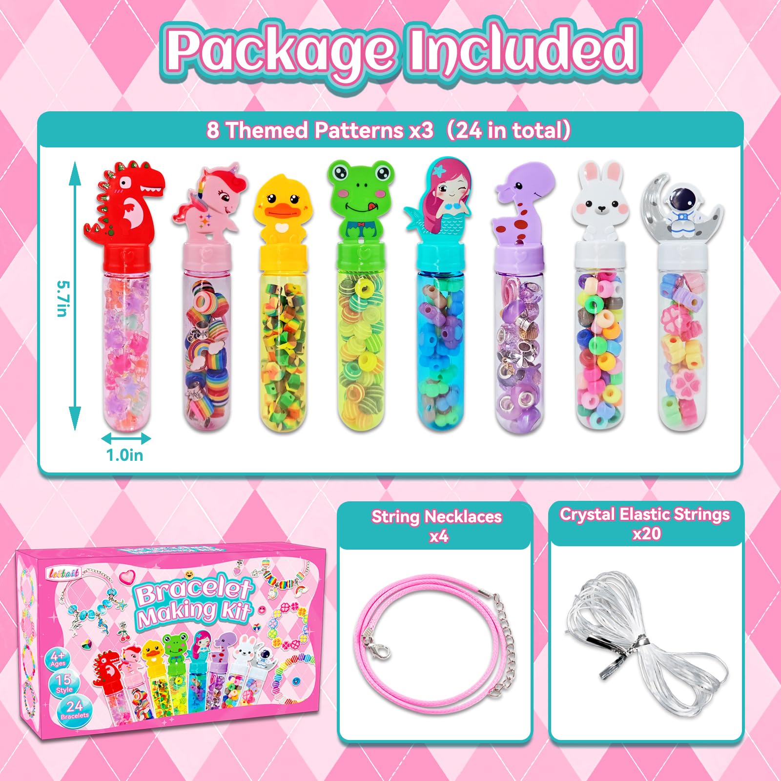 leitait 24 Pack Bracelet Wand Kit – Kids Craft Jewelry Making & Party Favors