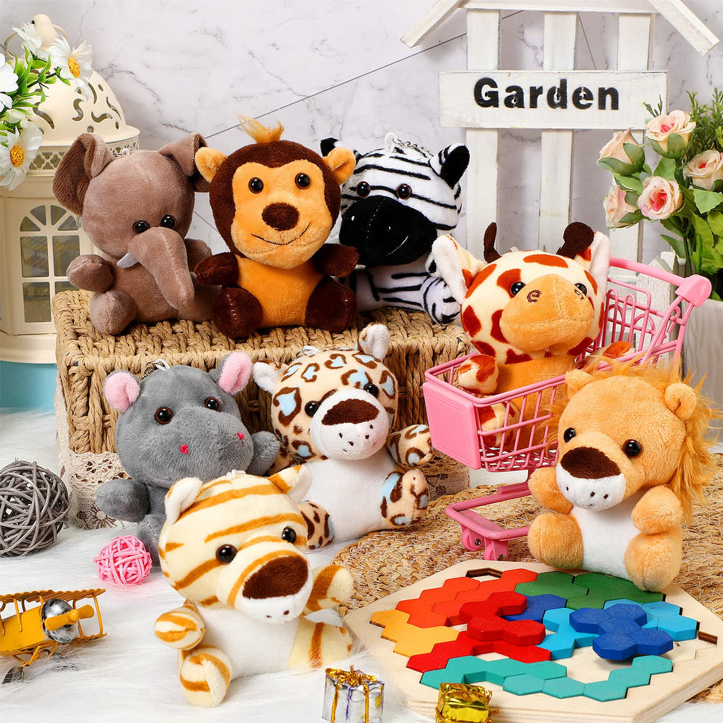 Leitee 48 Pack Mini Plush Animals — 4.7-Inch Keychain Plush Toys for Easter Hunts, Party Favors & Carnival Prizes
