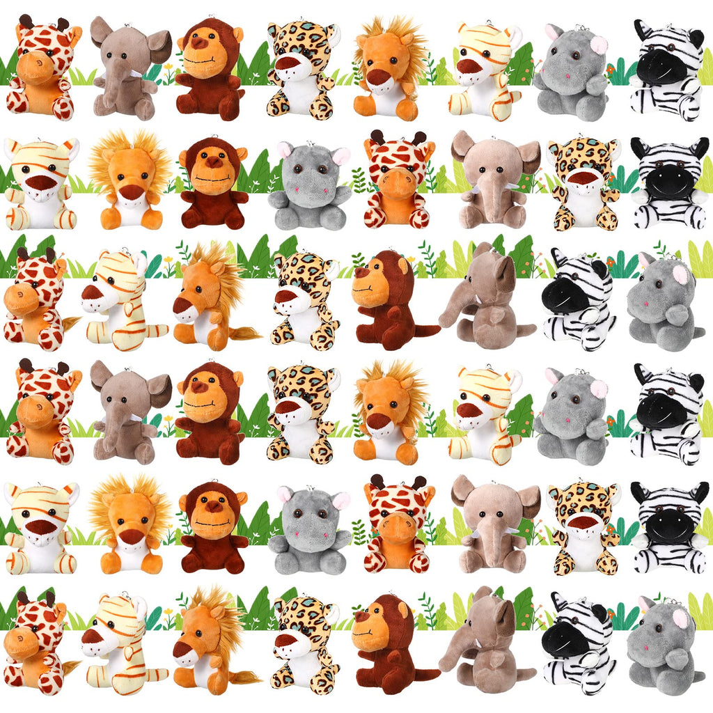 Leitee 48 Pack Mini Plush Animals — 4.7-Inch Keychain Plush Toys for Easter Hunts, Party Favors & Carnival Prizes