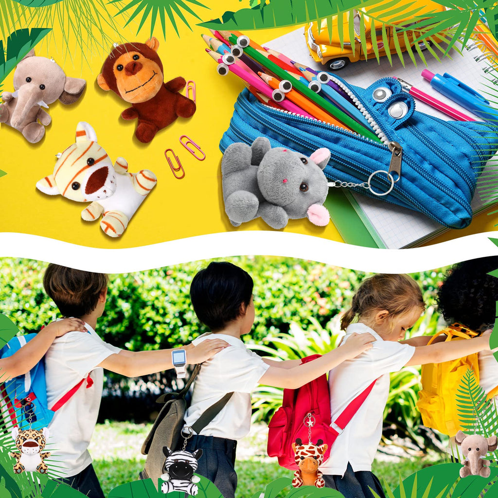 Leitee 48 Pack Mini Plush Animals — 4.7-Inch Keychain Plush Toys for Easter Hunts, Party Favors & Carnival Prizes