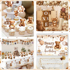 Lenyunge Beary First Birthday Decorations — 147pcs Bear Party Kit for 1st Birthday