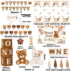 Lenyunge Beary First Birthday Decorations — 147pcs Bear Party Kit for 1st Birthday