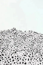 Leopard Bubble Sleeve Smocked Blouse