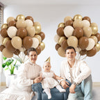 Leraqertra 60pcs Brown & Gold Balloons - 12in Boho Neutral Baby Shower & Birthday Decor