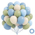 Leraqertra 60pcs Blue & Green Balloons 12in - Dusty Blue, Sage Green, Sand White for Baby Shower & Birthday Decor