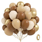 Leraqertra 60pcs Brown & Gold Balloons - 12in Boho Neutral Baby Shower & Birthday Decor