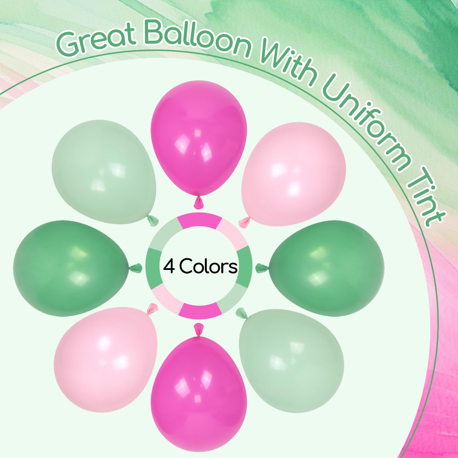 Leraqertra 60pcs Pink & Green Balloons 12in – Hawaiian Baby Shower & Birthday Party Decor