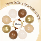 Leraqertra 60pcs Brown & Gold Balloons - 12in Boho Neutral Baby Shower & Birthday Decor