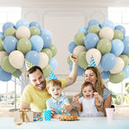 Leraqertra 60pcs Blue & Green Balloons 12in - Dusty Blue, Sage Green, Sand White for Baby Shower & Birthday Decor