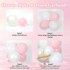 Leraqertra Pink Birthday Decorations Kit – Pearl White Balloons, Fringe Curtain & Banner