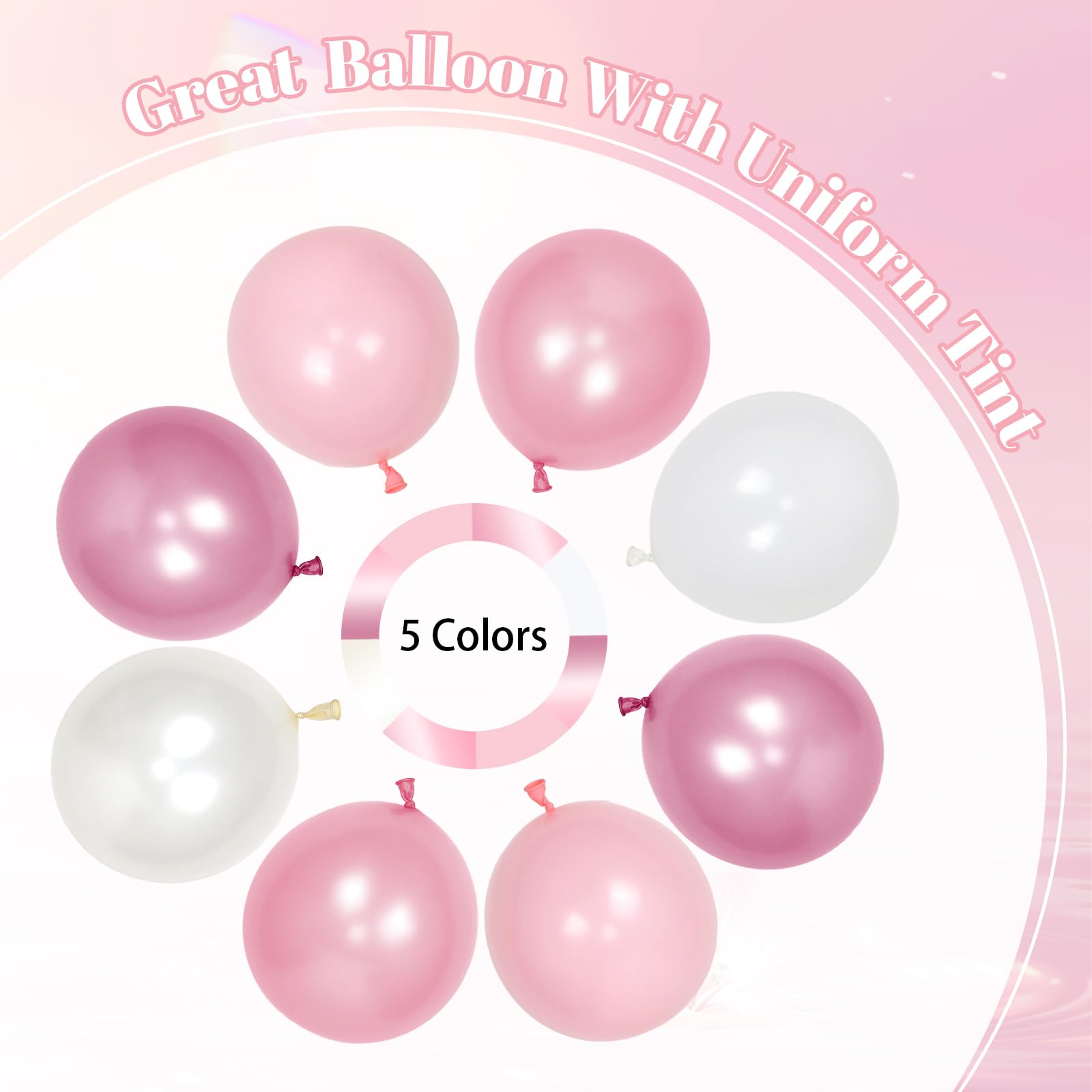 Leraqertra Pink Birthday Decorations Kit – Pearl White Balloons, Fringe Curtain & Banner