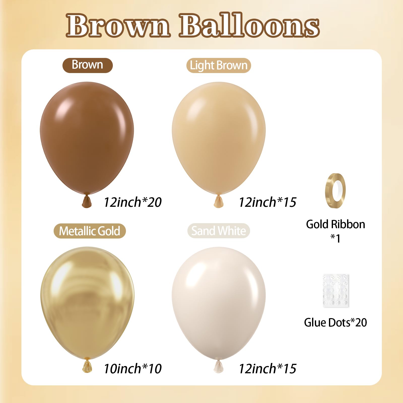 Leraqertra 60pcs Brown & Gold Balloons - 12in Boho Neutral Baby Shower & Birthday Decor