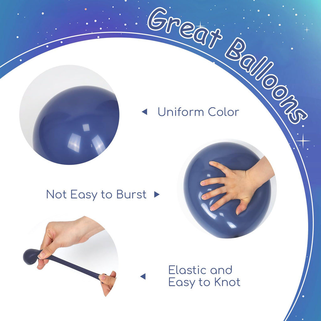 Leraqertra 60pcs Space Balloons Set – Navy, Orange, Yellow & Silver for Space Themed Party