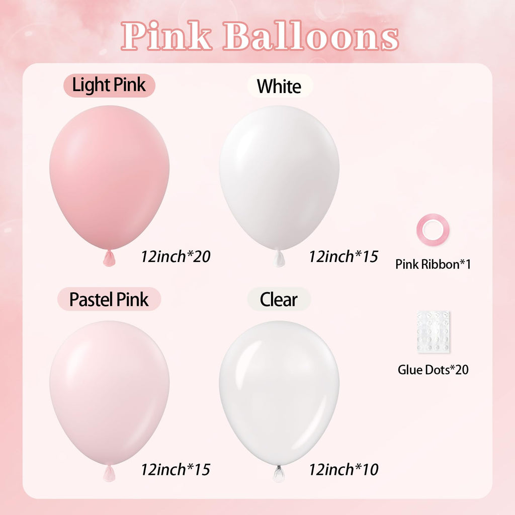 Leraqertra 60pcs Light Pink Balloons Kit for Weddings, Baby Showers & Parties