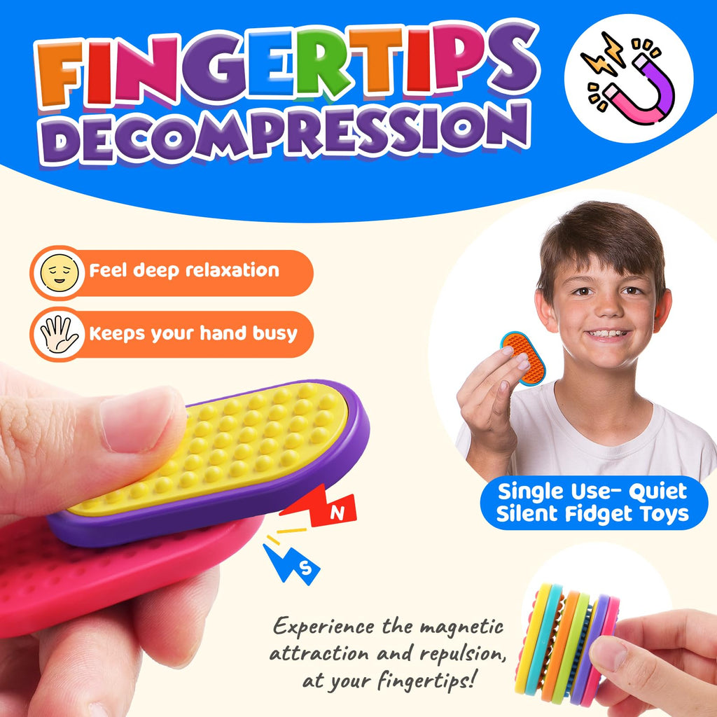 LESONG Sensory Fidget Magnets – 18-Pack Textured Silicone Sliders for Kids, Autism, Classroom & Party Favors