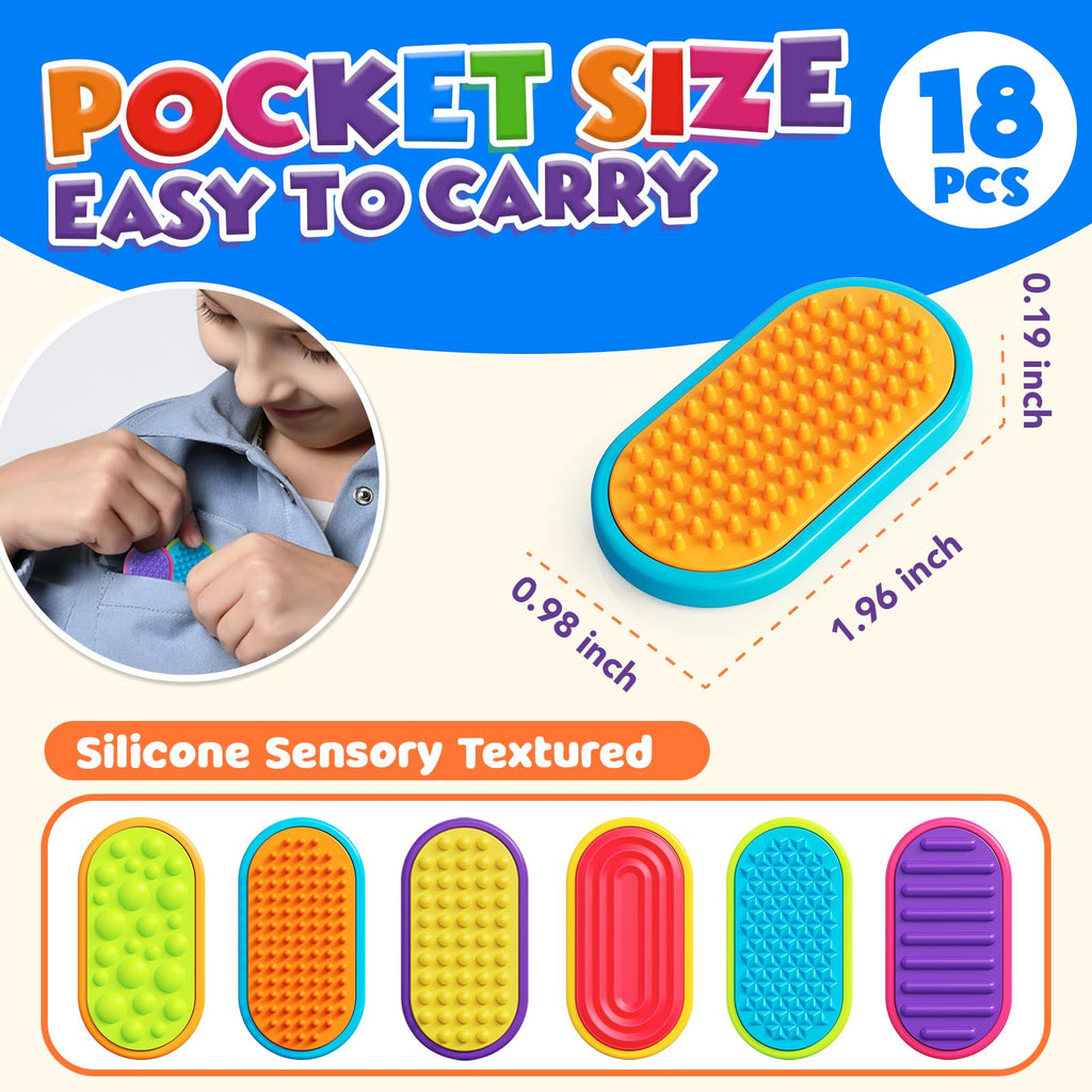 LESONG Sensory Fidget Magnets – 18-Pack Textured Silicone Sliders for Kids, Autism, Classroom & Party Favors