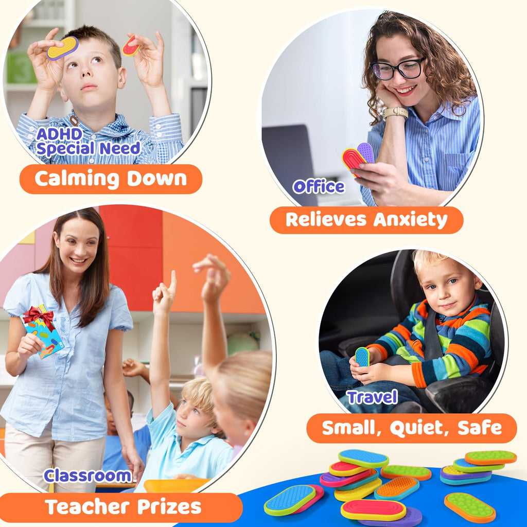 LESONG Sensory Fidget Magnets – 18-Pack Textured Silicone Sliders for Kids, Autism, Classroom & Party Favors