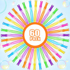 Letapapa Bubble Wand Set – 60 Pcs Bulk, Six Colors, Party Favors for Kids