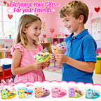 Letapapa Valentines Day Cards for Kids – 24 Pack with Bear Squeeze Toys | Classroom Gifts & Party Favors