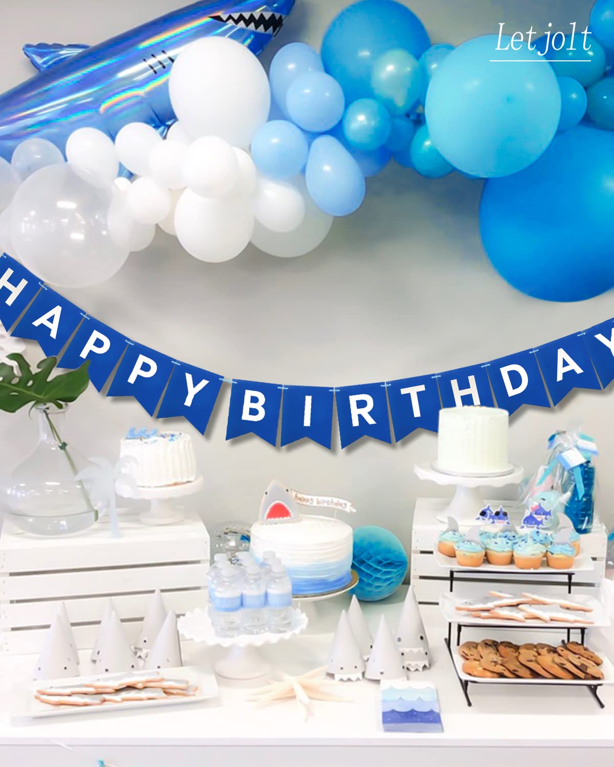 Letjolt Navy Blue Happy Birthday Banner - Nautical Party Decor 13pcs