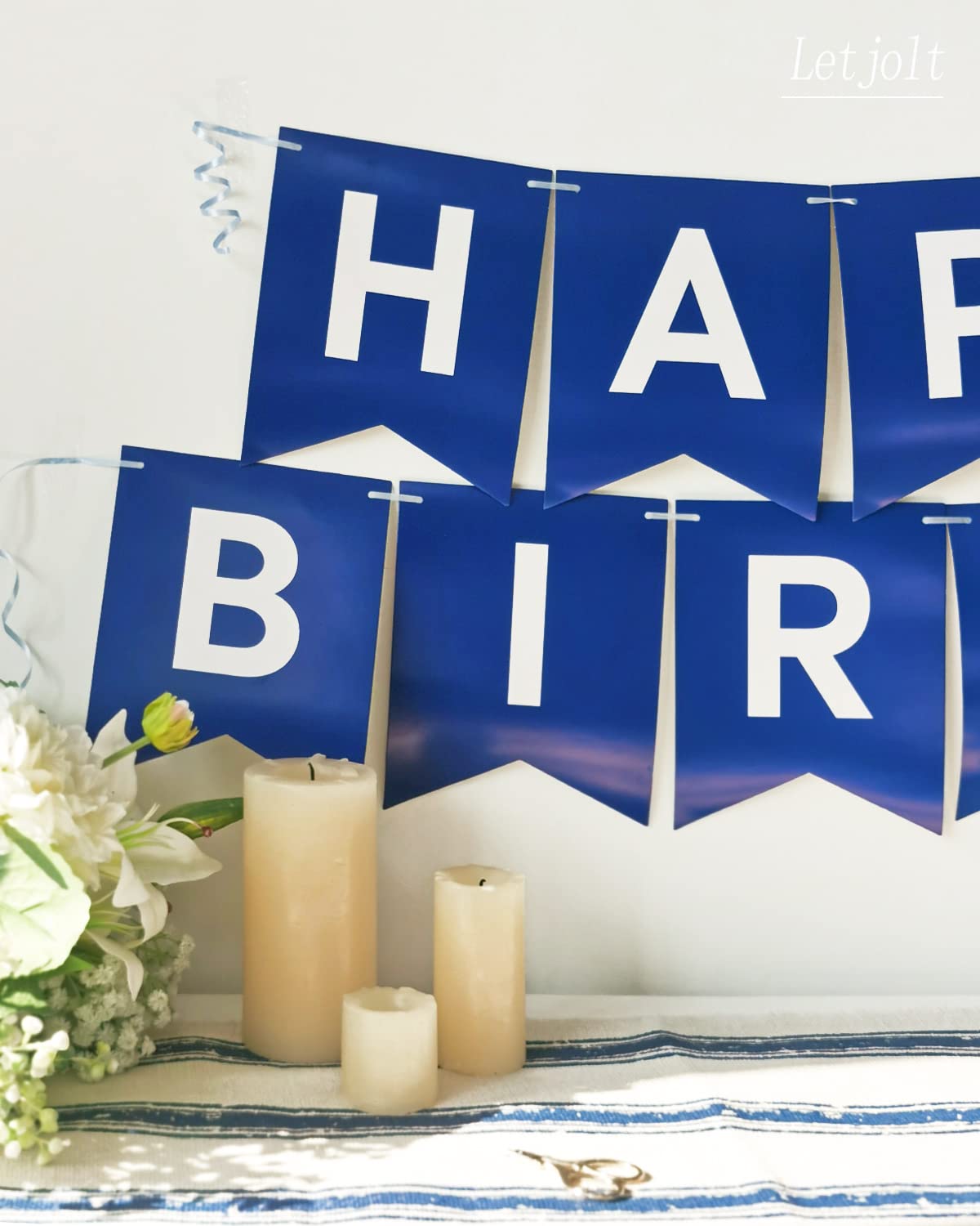 Letjolt Navy Blue Happy Birthday Banner - Nautical Party Decor 13pcs