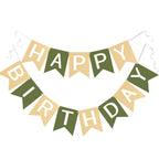 Letjolt Brown Green Happy Birthday Banner | 13pc Greenery Theme Party Decor
