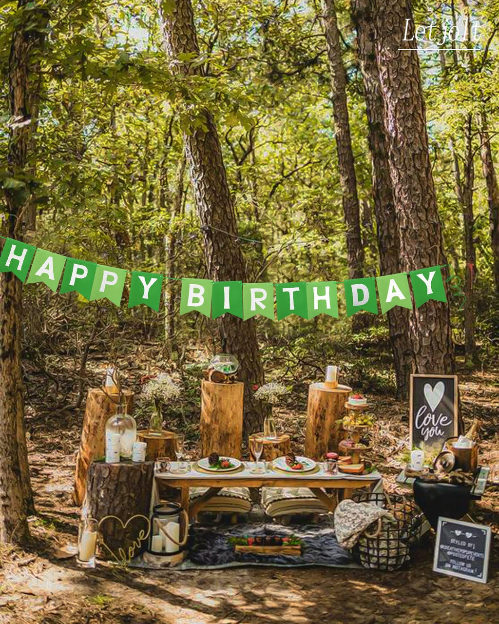 Letjolt Greenery Happy Birthday Banner - 13-Piece Birthday Garland, Nursery & Photo Backdrop