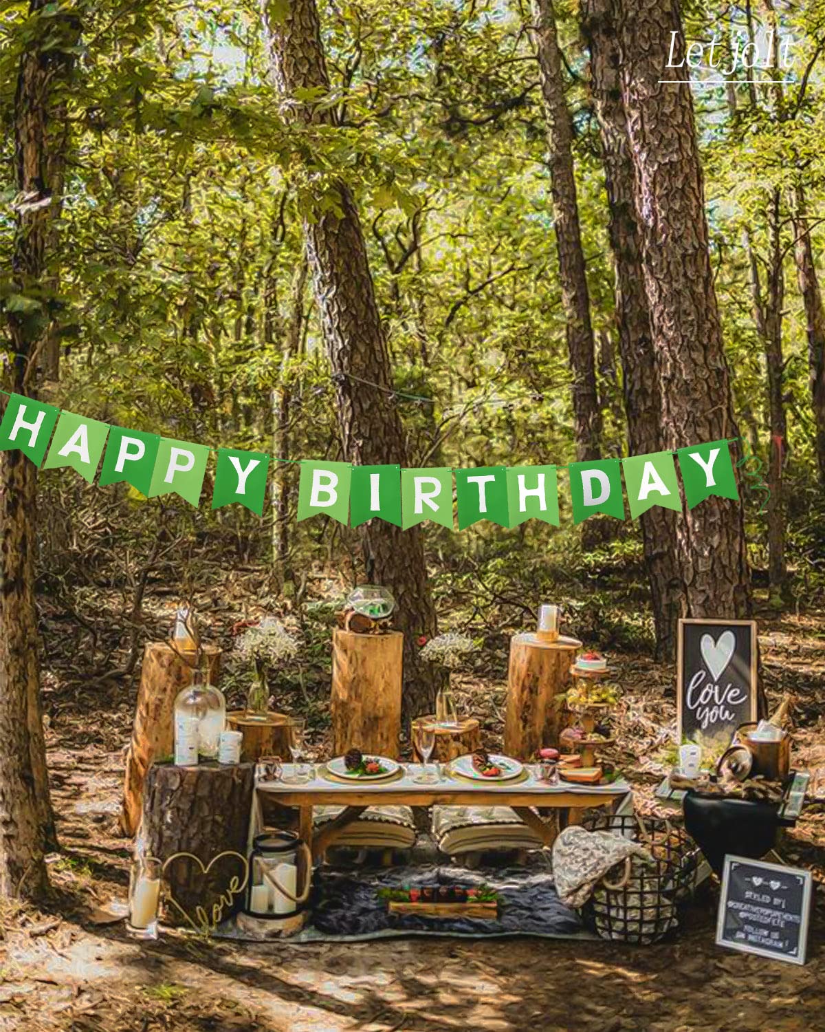 Letjolt Greenery Happy Birthday Banner - 13-Piece Birthday Garland, Nursery & Photo Backdrop