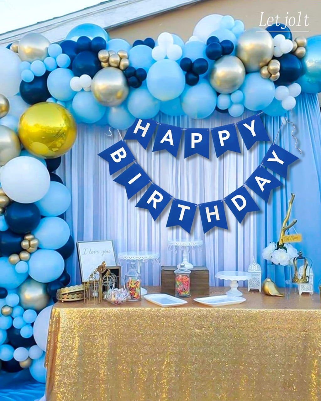 Letjolt Navy Blue Happy Birthday Banner - Nautical Party Decor 13pcs