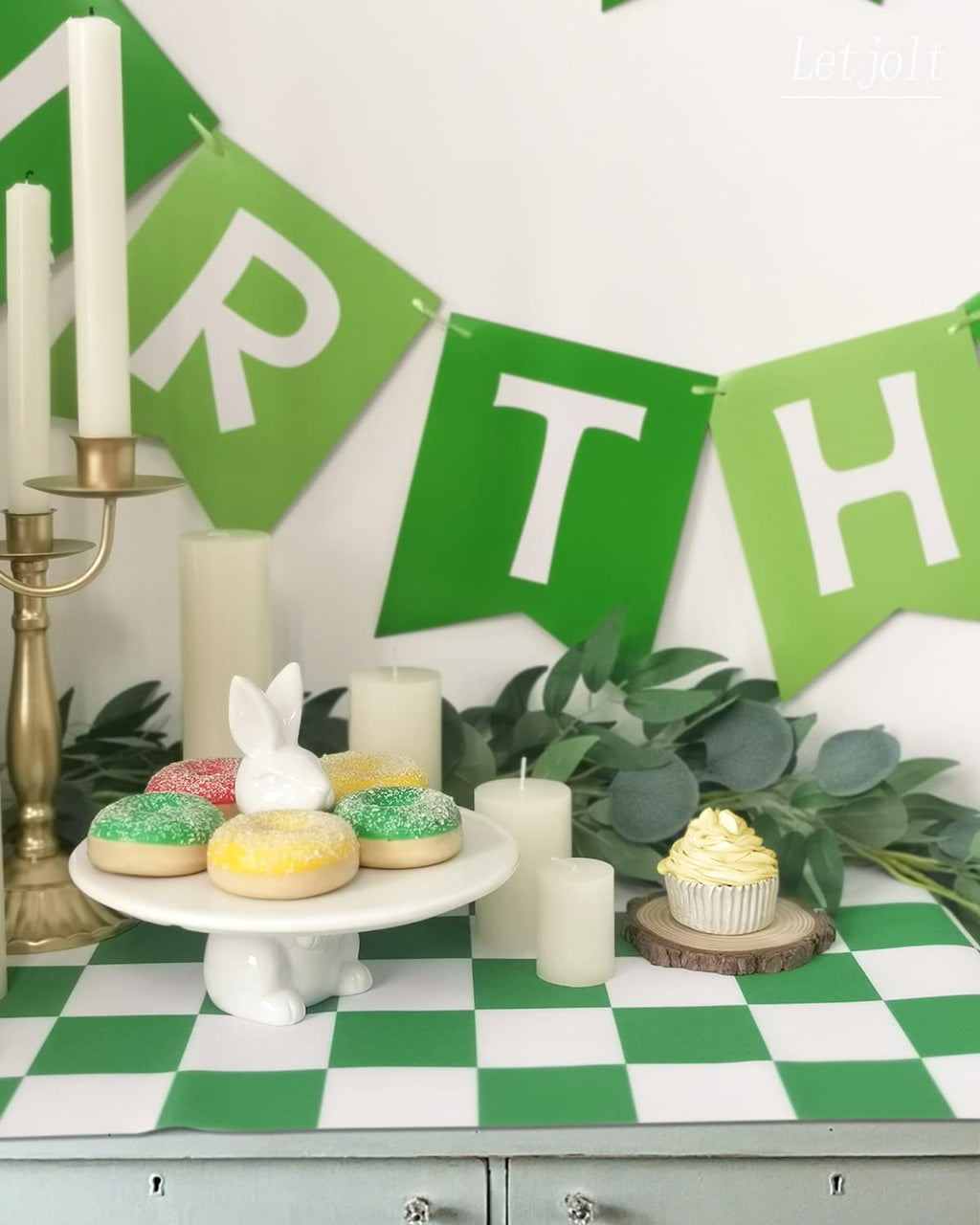 Letjolt Greenery Happy Birthday Banner - 13-Piece Birthday Garland, Nursery & Photo Backdrop